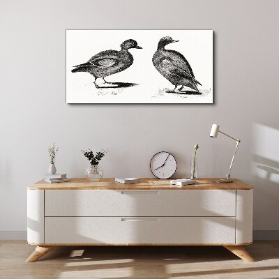 Tableau toile imprimée Deux canards dans un style monochrome