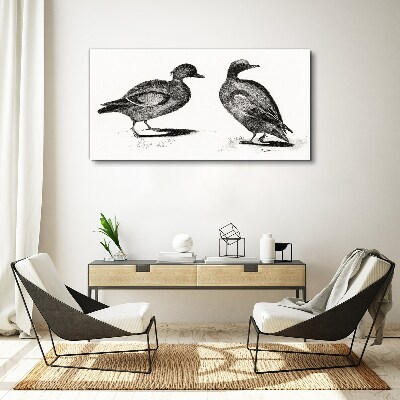 Tableau toile imprimée Deux canards dans un style monochrome