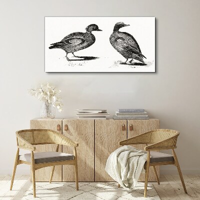 Tableau toile imprimée Deux canards dans un style monochrome