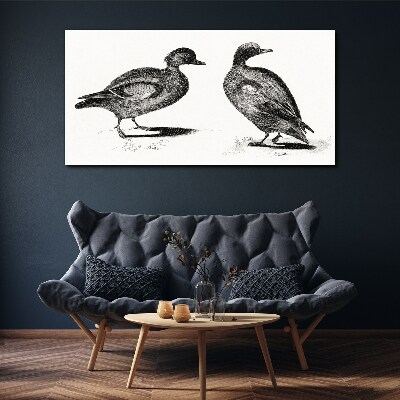 Tableau toile imprimée Deux canards dans un style monochrome