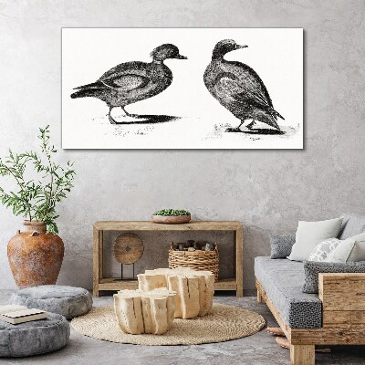 Tableau toile imprimée Deux canards dans un style monochrome