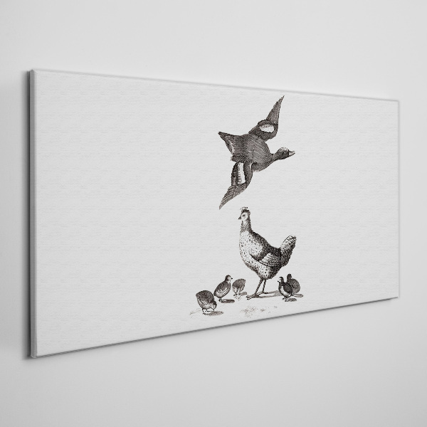 Tableau sur toile Le monde des oiseaux en noir et blanc