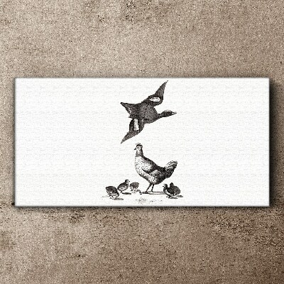 Tableau sur toile Le monde des oiseaux en noir et blanc