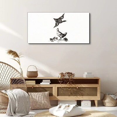 Tableau sur toile Le monde des oiseaux en noir et blanc