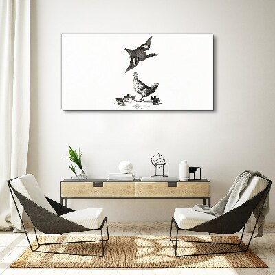 Tableau sur toile Le monde des oiseaux en noir et blanc