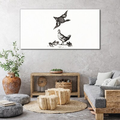 Tableau sur toile Le monde des oiseaux en noir et blanc