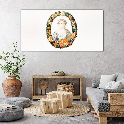 Tableau imprimé sur toile Portrait dans un cadre fleuri