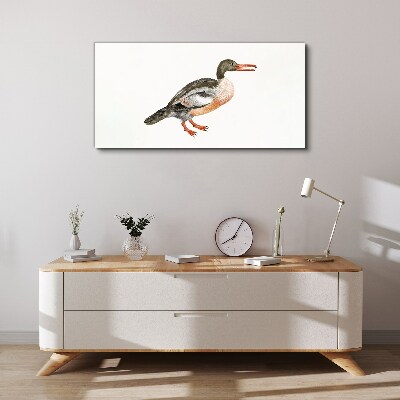 Tableau toile imprimée Un canard sur un fond de toile blanche