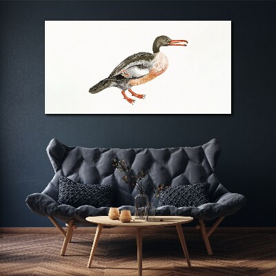 Tableau toile imprimée Un canard sur un fond de toile blanche