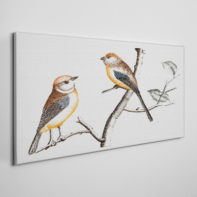 Tableau imprimé sur toile Oiseaux sur une branche