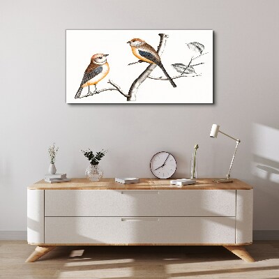 Tableau imprimé sur toile Oiseaux sur une branche