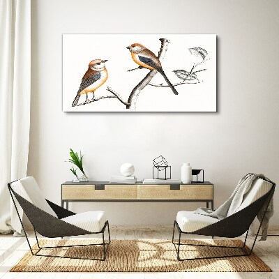 Tableau imprimé sur toile Oiseaux sur une branche