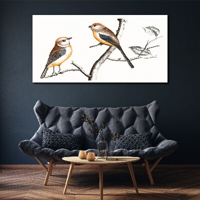 Tableau imprimé sur toile Oiseaux sur une branche