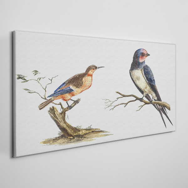 Tableau toile imprimée Oiseaux sur une branche
