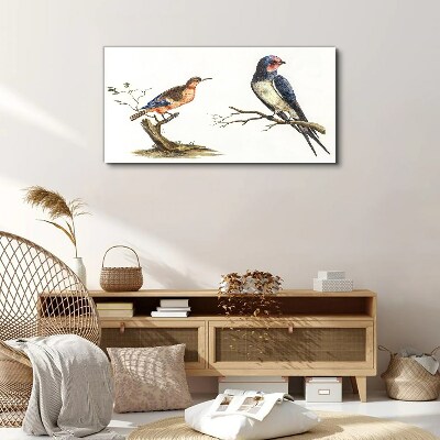 Tableau toile imprimée Oiseaux sur une branche