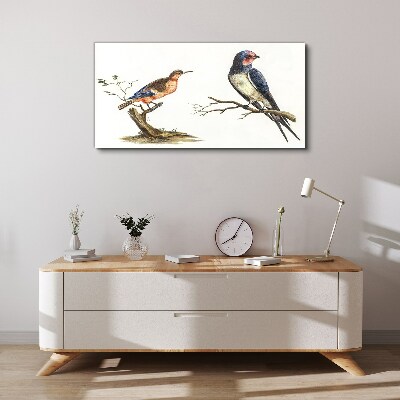 Tableau toile imprimée Oiseaux sur une branche