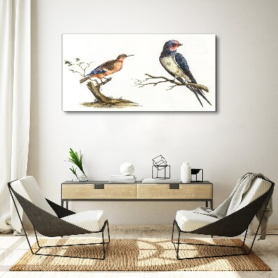 Tableau toile imprimée Oiseaux sur une branche