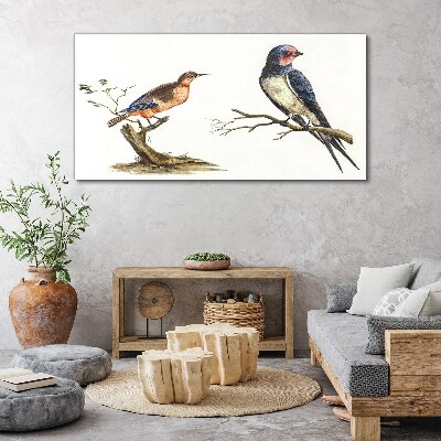 Tableau toile imprimée Oiseaux sur une branche