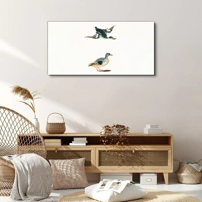 Tableau imprimé sur toile Oiseaux aquatiques en vol et au sol