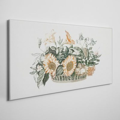Tableau sur toile Bouquet de fleurs dans un panier