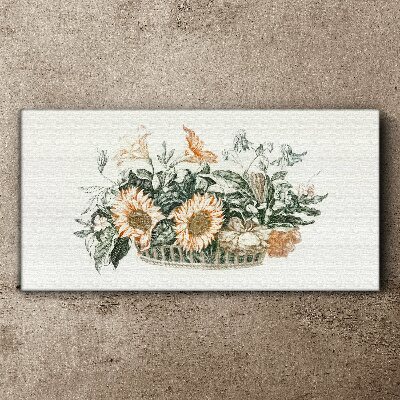 Tableau sur toile Bouquet de fleurs dans un panier