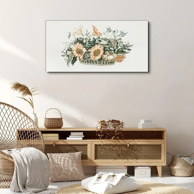 Tableau sur toile Bouquet de fleurs dans un panier