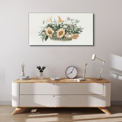 Tableau sur toile Bouquet de fleurs dans un panier