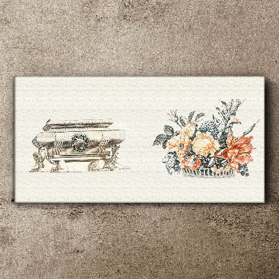 Tableau imprimé sur toile Nature morte avec un vase et des fleurs