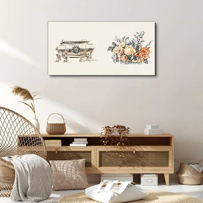 Tableau imprimé sur toile Nature morte avec un vase et des fleurs