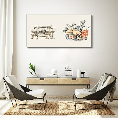 Tableau imprimé sur toile Nature morte avec un vase et des fleurs