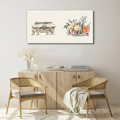 Tableau imprimé sur toile Nature morte avec un vase et des fleurs