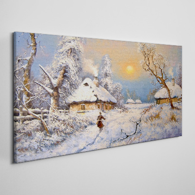 Tableau toile imprimée Paysage rural d'hiver