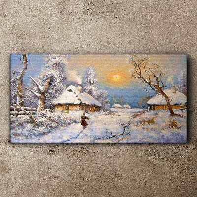 Tableau toile imprimée Paysage rural d'hiver