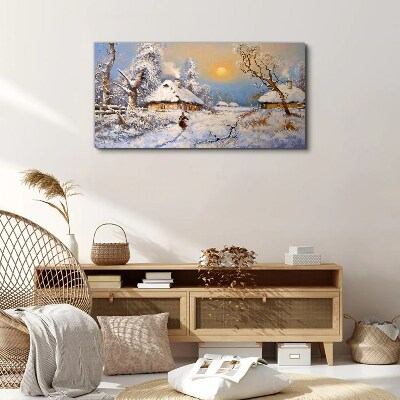 Tableau toile imprimée Paysage rural d'hiver