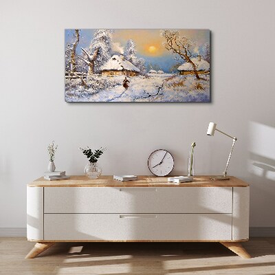 Tableau toile imprimée Paysage rural d'hiver