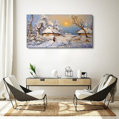Tableau toile imprimée Paysage rural d'hiver