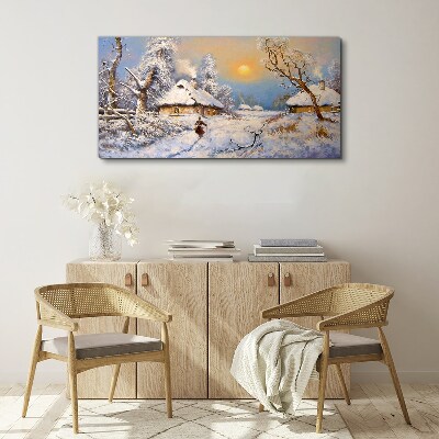 Tableau toile imprimée Paysage rural d'hiver