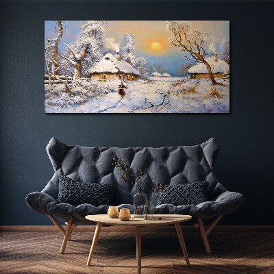 Tableau toile imprimée Paysage rural d'hiver