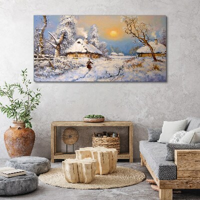 Tableau toile imprimée Paysage rural d'hiver
