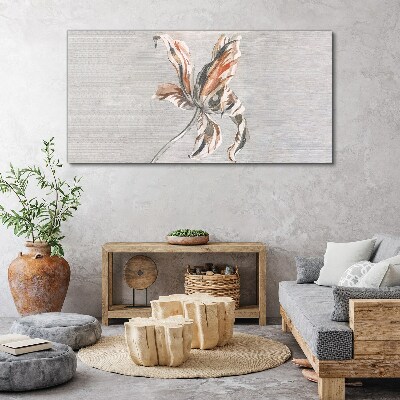 Tableau toile imprimée Une fleur délicate sur fond gris