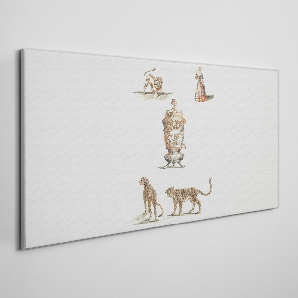 Tableau toile imprimée Des animaux exotiques et un vase