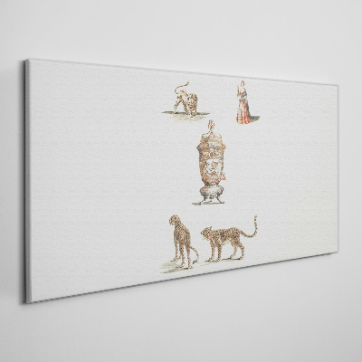 Tableau toile imprimée Des animaux exotiques et un vase