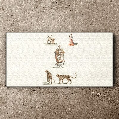 Tableau toile imprimée Des animaux exotiques et un vase