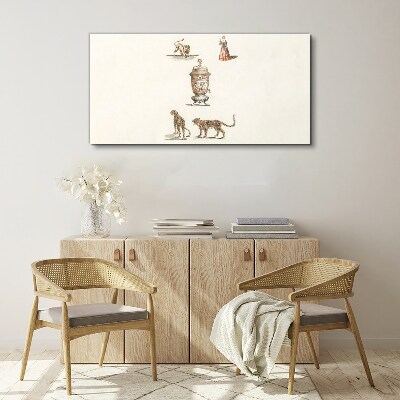 Tableau toile imprimée Des animaux exotiques et un vase