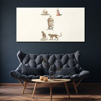 Tableau toile imprimée Des animaux exotiques et un vase