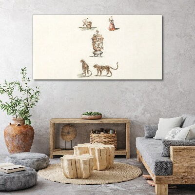 Tableau toile imprimée Des animaux exotiques et un vase