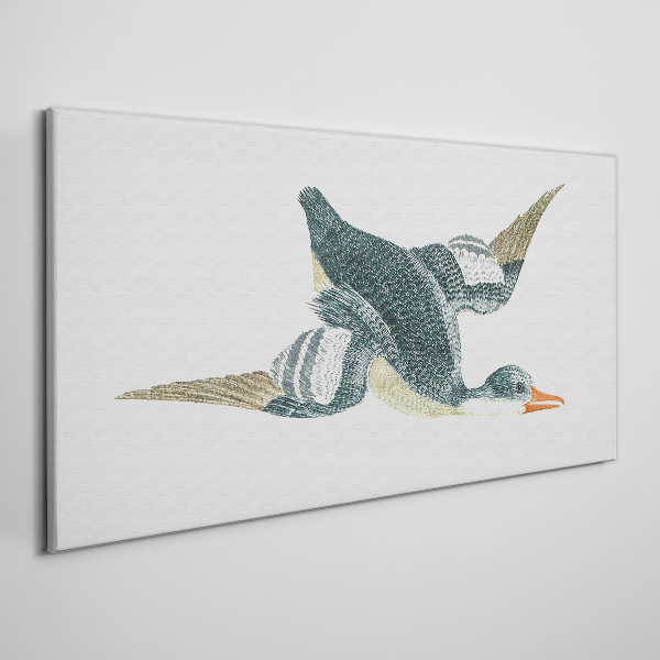Tableau sur toile Canard volant aux tons pastel