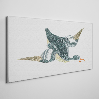 Tableau sur toile Canard volant aux tons pastel