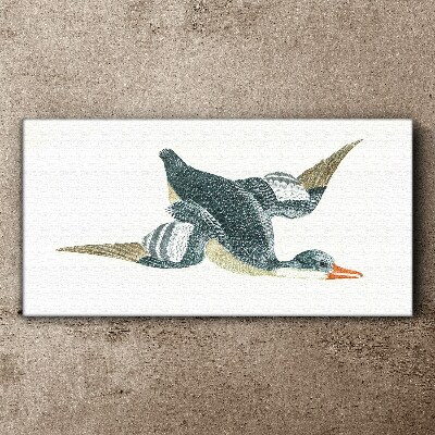 Tableau sur toile Canard volant aux tons pastel