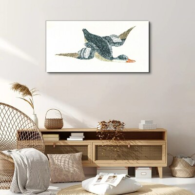 Tableau sur toile Canard volant aux tons pastel